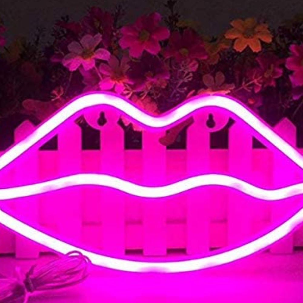 Lip Kiss Neon Pink Night Light Sign Led Wall Art